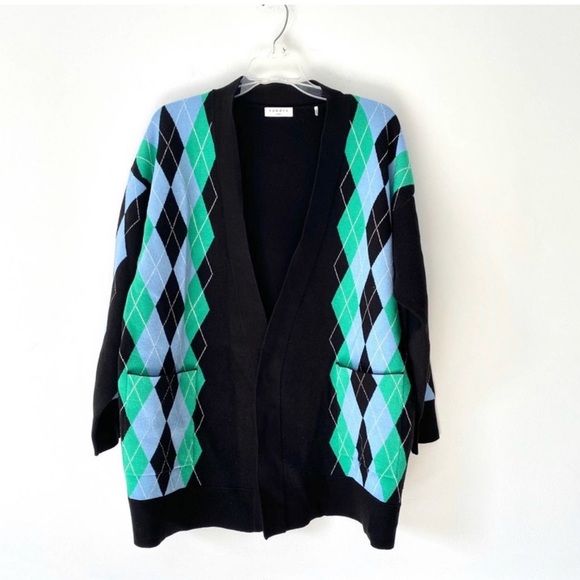 Sandro Prince Argyle Open Cardigan Sweater (Size 2 / Med) - Picture 3 of 8